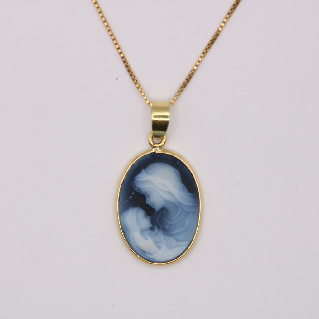 Pendentif Camée En Plaqué Or 18 Kt - Bijou Vintage, Pierre Principale Camée Jaune - Occasion