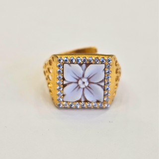 Anello Cammeo Fiore in Argento – Cameo italiano con zirconi