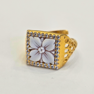Anello Cammeo Fiore in Argento – Cameo italiano con zirconi