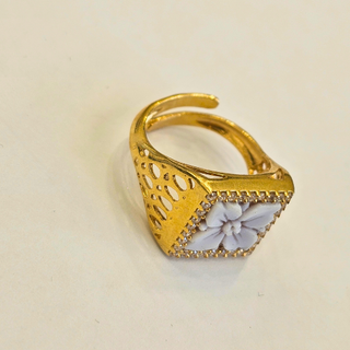 Anello Cammeo Fiore in Argento – Cameo italiano con zirconi