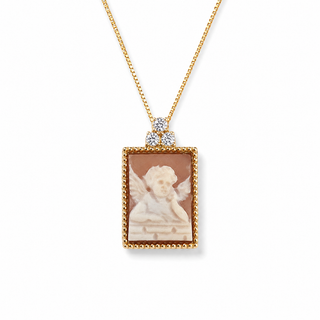 Cameo Angel Pendant 13 × 16 mm in Gilded 925 Silver with 3 Zircons