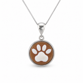 Ciondolo Cammeo Zampa di Cane 14 mm in Argento 925 con Zirconi