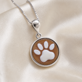 Ciondolo Cammeo Zampa di Cane 14 mm in Argento 925 con Zirconi
