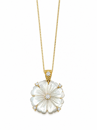 Ciondolo Cammeo in Madreperla Fiore Sfioccato  – Argento 925