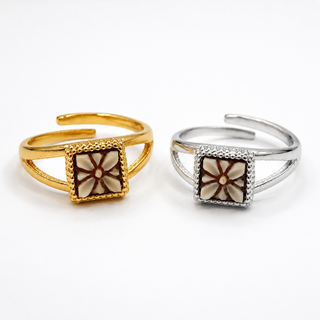 Anello Cammeo Fiore in Argento 925 Rodiato