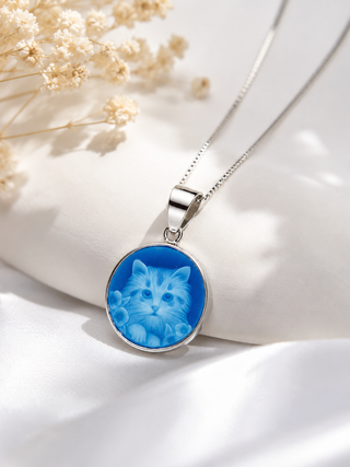 Ciondolo Cammeo Gatto - Argento 925
