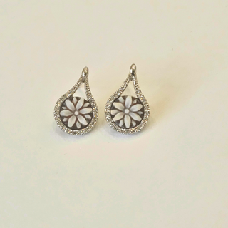 Boucles d'oreilles camée Soleil Lune en argent 925 et zircons