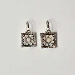 Boucles d'oreilles camée Soleil Lune en argent 925 et zircons