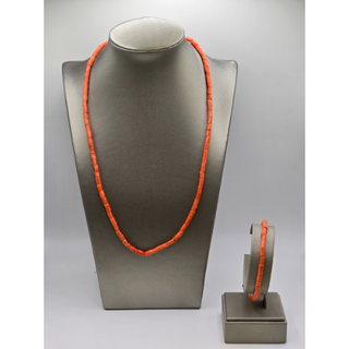 Ensemble collier et bracelet de corail rouge naturel méditerranéen - Tour de cou en corail rouge