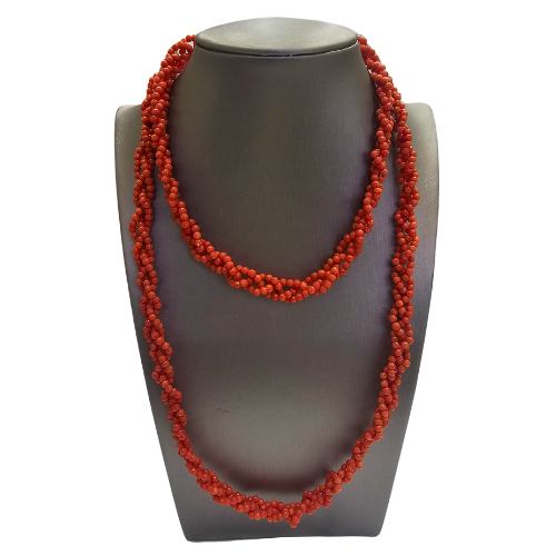 Collier de corail rouge naturel - Véritable tour de cou de corail méditerranéen