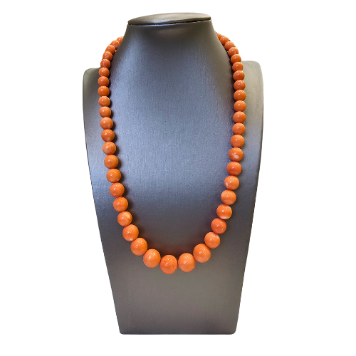 Collier de corail Cerasuolo avec fermeture dorée - Tour de cou corail orange original