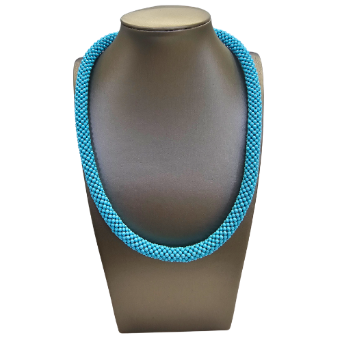 Turquoise paste necklace - Certified real turquoise and silver choker
