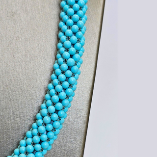 Collier en pâte de turquoise - Tour de cou certifié véritable turquoise et argent