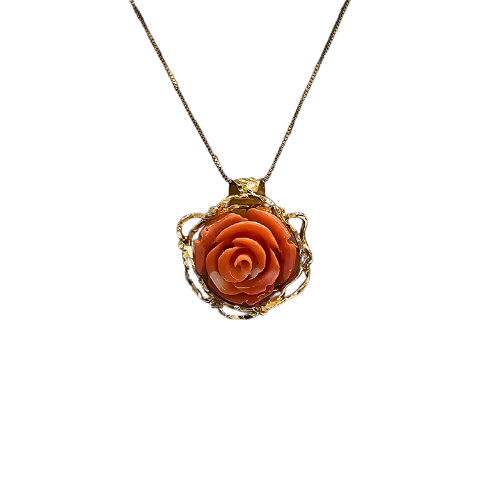 Pendant in Natural Cerasuolo Coral and Gold - Pink in original coral 