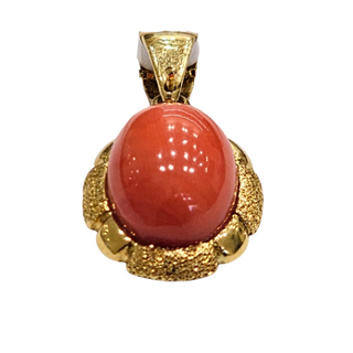 Red and Gold Coral Spola Pendant - Natural Mediterranean coral 