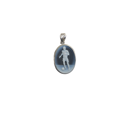 Blue and Silver Agate Cameo Pendant – Pendant with Italian cameo