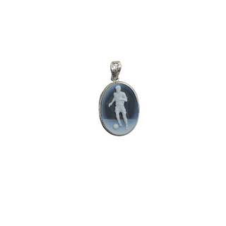 Pendentif Camée Agate Bleue et Argent – ​​Pendentif avec camée italien