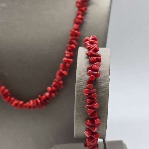 Set Collana e Bracciale di Corallo Rosso Vero - Girocollo corallo rosso originale
