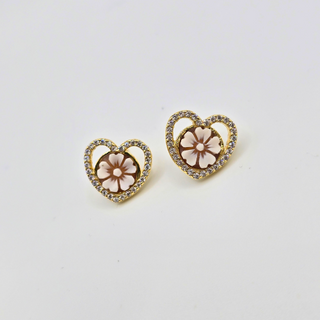 Boucles d'oreilles camée Soleil Lune en argent 925 et zircons