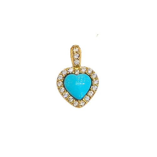 Turquoise heart pendant in gold-plated 925 silver and zircons