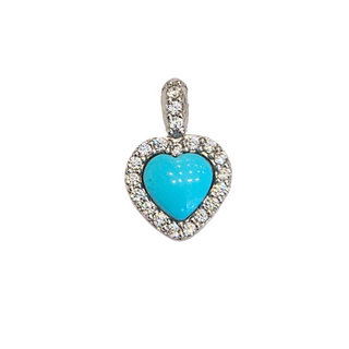 Turquoise heart pendant in 925 silver and zircons