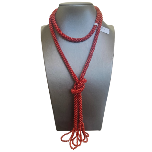 Collier Corail Tissé - Tour de cou corail rouge original