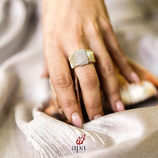 Bague bandeau avec diamants - Bague bandeau en or et diamants