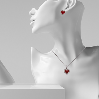 Boucles d'oreilles Corail Rouge et Pendentif Corail Rouge