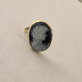 anello cammeo agata blu oro