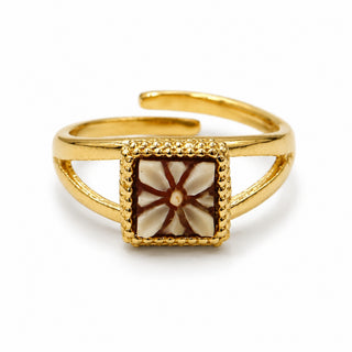 Anello Cammeo Fiore in Argento 925 Rodiato