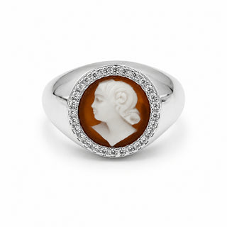 Silver Cameo Ring – Handcrafted Woman Profile, Adjustable Size