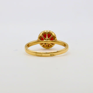 Anello Corallo Rosso Naturale Oro Diamanti