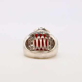 Anello Corallo Rosso Diamanti Oro