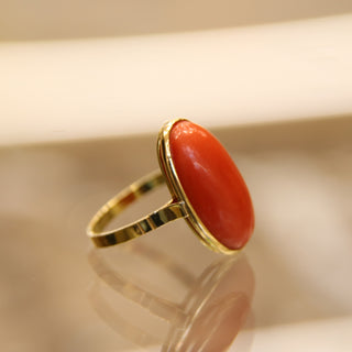 Anello Corallo Rosso Mediterraneo in Oro