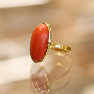 Anello Corallo Rosso Mediterraneo in Oro