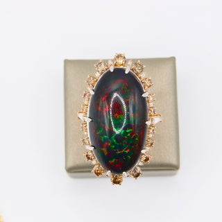 Anello Opale Diamanti Oro Rosa 18kt