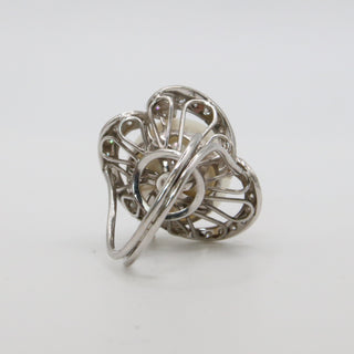 Pearl and Diamond Ring – 18kt White Gold | Handmade in Italy