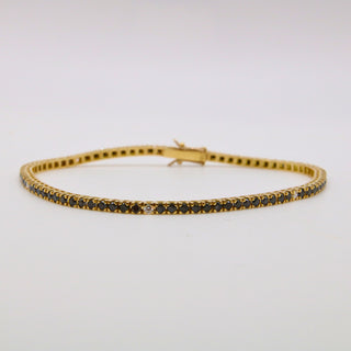 Bracciale Tennis Uomo Diamanti Neri e Bianchi in Oro Giallo 18kt