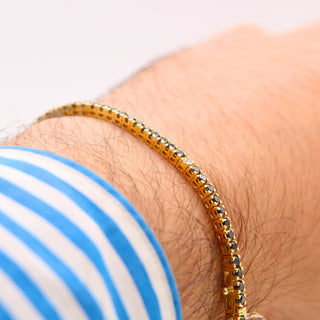 Bracelet Tennis Homme Diamants Noirs et Blancs – Or Jaune 18kt, 3,8ct – Certifié