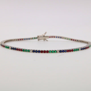 Bracciale Tennis Multicolor – Oro Bianco 18kt, 2,54ct – Certificato