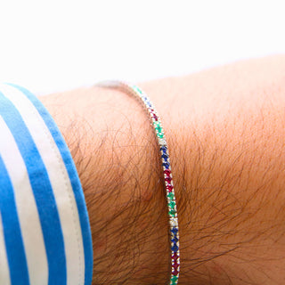 Bracciale Tennis Multicolor – Oro Bianco 18kt, 2,54ct – Certificato