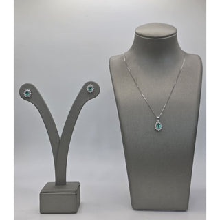 Aquamarine and Diamond Pendant in 18kt White Gold – Handmade