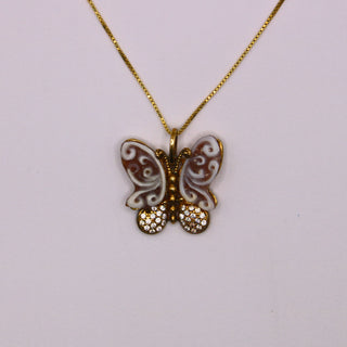 Ciondolo Cammeo Farfalla Argento Dorato