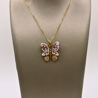 Ciondolo Cammeo Farfalla Argento Dorato
