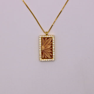 Ciondolo Cammeo Fiore Rettangolare