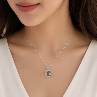 Ciondolo Cammeo Luna e Stella 13 mm in Argento 925