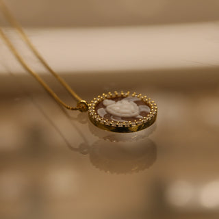 Ciondolo Cammeo Tartaruga in Argento 925 Placcato Oro Giallo – Fatto a Mano