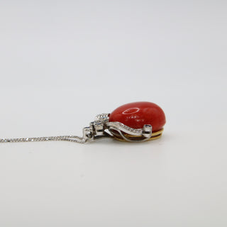 Ciondolo Corallo Rosso Oro Diamanti Zaffiri