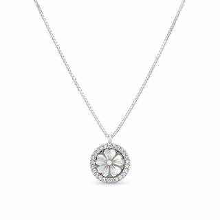 Ciondolo Cammeo Fiore in Madreperla e Argento 925