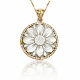 Ciondolo Cammeo Madreperla 23 mm Fatto a Mano – Fiore Argento 925 Rodiato | Gioiello Unico Certificato